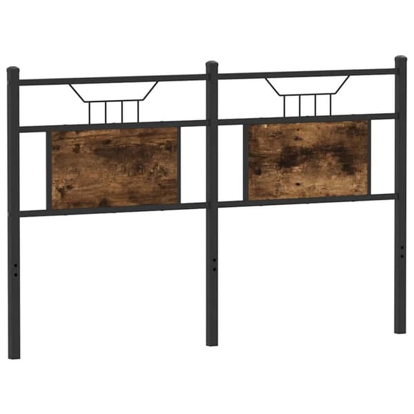 vidaXL Sängynpääty savutammi 140 cm tekninen puu ja teräs