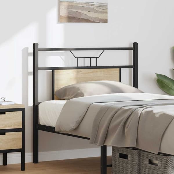 vidaXL sengegavl 75 cm konstrueret træ og stål sonoma-eg