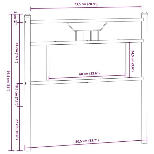 vidaXL sengegavl 75 cm konstrueret træ og stål sonoma-eg