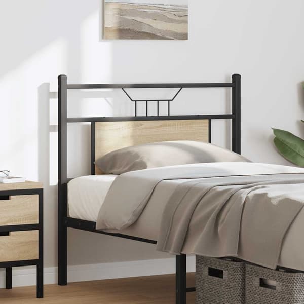 vidaXL Sängynpääty Sonoma-tammi 90 cm tekninen puu ja teräs