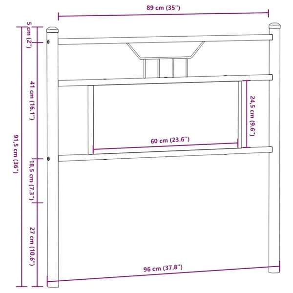 vidaXL Sängynpääty Sonoma-tammi 90 cm tekninen puu ja teräs