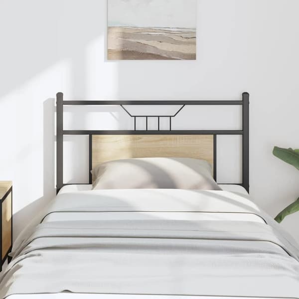 vidaXL Sängynpääty Sonoma-tammi 90 cm tekninen puu ja teräs