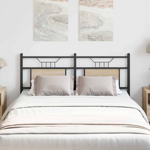 vidaXL Sängynpääty Sonoma-tammi 137 cm tekninen puu ja teräs