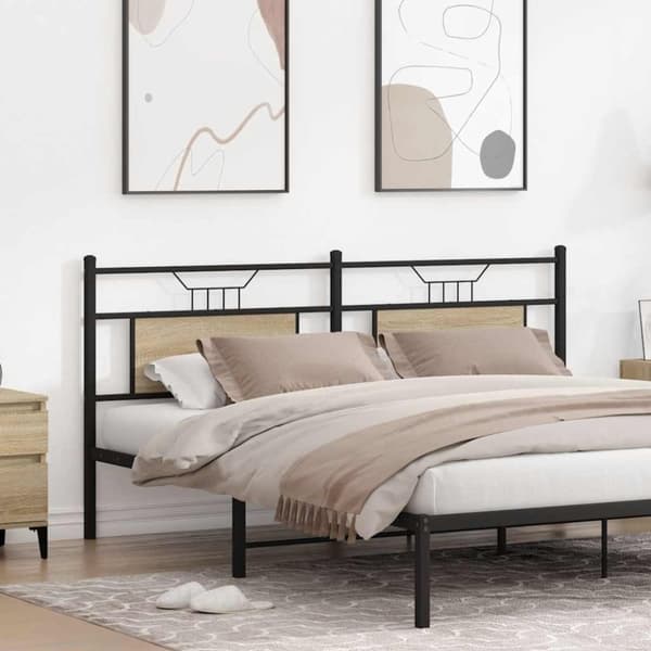 vidaXL Sängynpääty Sonoma-tammi 160 cm tekninen puu ja teräs