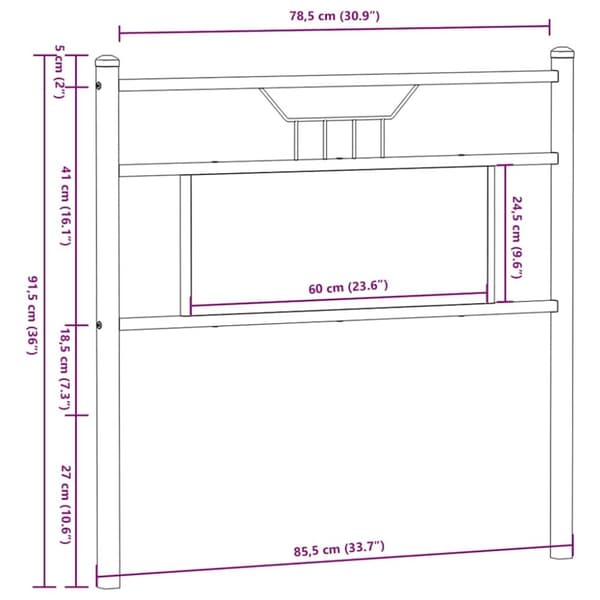 vidaXL sengegavl 80 cm konstrueret træ og stål sonoma-eg