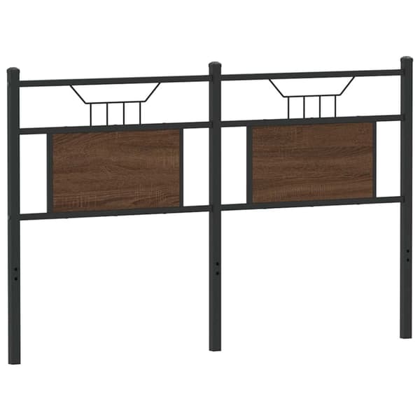 vidaXL Sängynpääty ruskea tammi 137 cm tekninen puu ja teräs