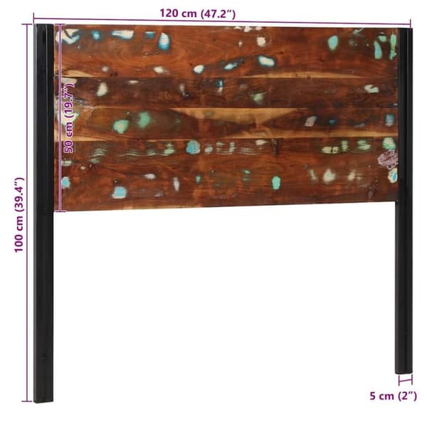 vidaXL sengegavl 120 cm gjenvunnet heltre og jern