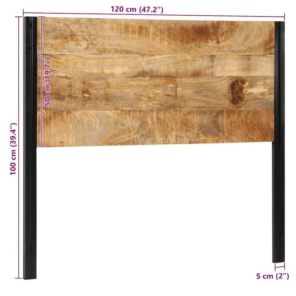 vidaXL sengegavl 120 cm heltre mango og jern