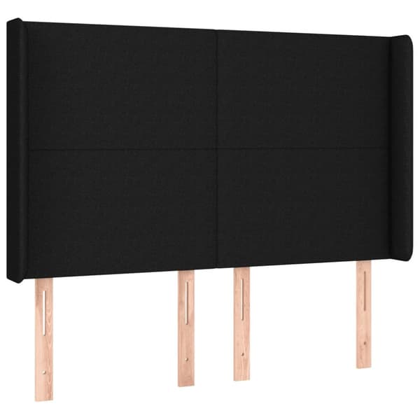 Sänggavel LED svart 147x16x118/128 cm tyg