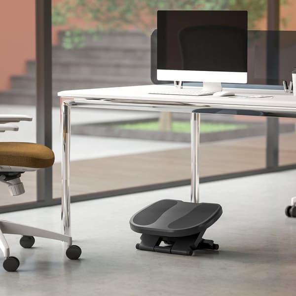 Rootz -fodstøtte under skrivebord - Højdejusterbar - vippning 0-30 ° - Massagefunktion - 45 cm x 34 cm x 10-16,5 cm
