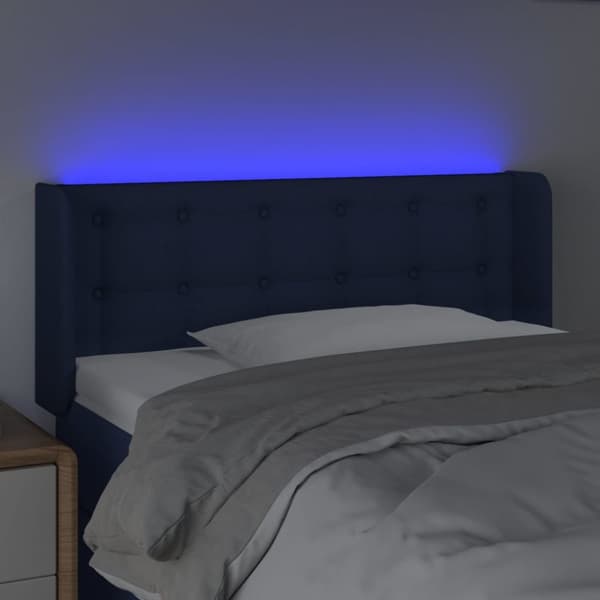 Sänggavel LED blå 83x16x78/88 cm tyg