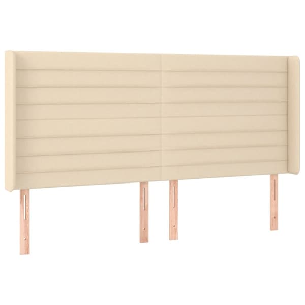 Sänggavel LED gräddvit 163x16x118/128 cm tyg