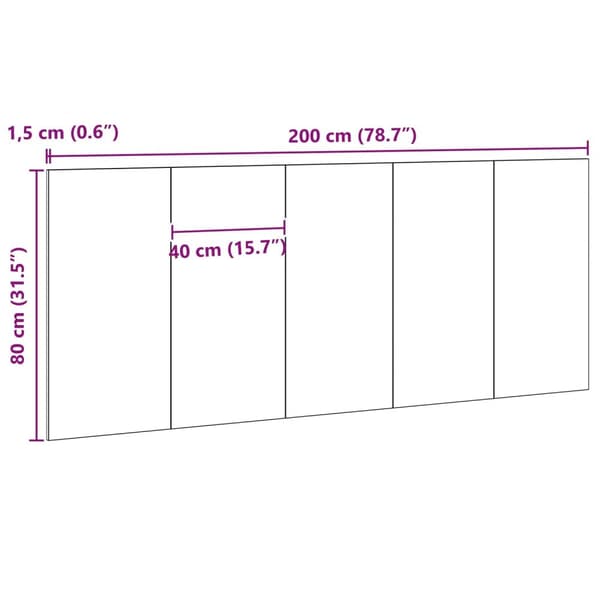 vidaXL Sänky Pääty Musta Tammi 200x1,5x80 cm Mukautettua Puuta