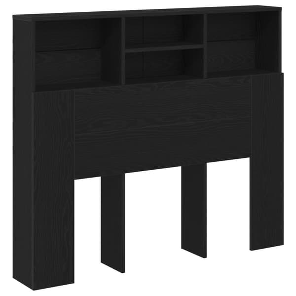 vidaXL Hovedgavl kabinet Sort egetræ Konstrueret træ 120 x 19 x 103,5 cm