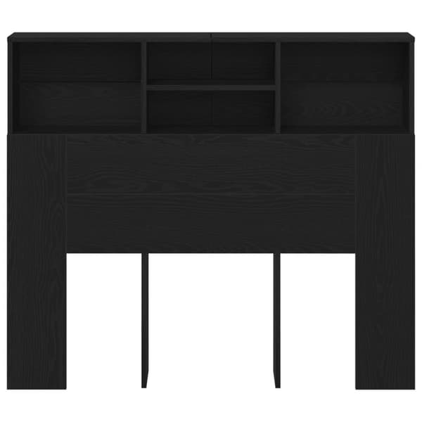 vidaXL Hovedgavl kabinet Sort egetræ Konstrueret træ 120 x 19 x 103,5 cm