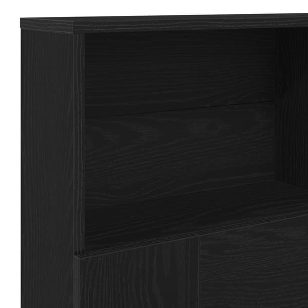 vidaXL Hovedgavl kabinet Sort egetræ Konstrueret træ 120 x 19 x 103,5 cm