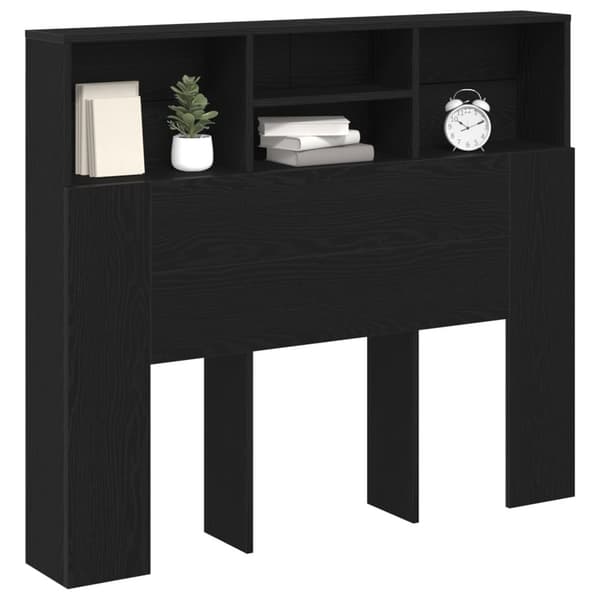vidaXL Hovedgavl kabinet Sort egetræ Konstrueret træ 120 x 19 x 103,5 cm