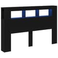 Miniatyrbilde 4 av 11: vidaXL LED Hodegavl Svart Eik 160x18,5x45 cm Konstruert tre