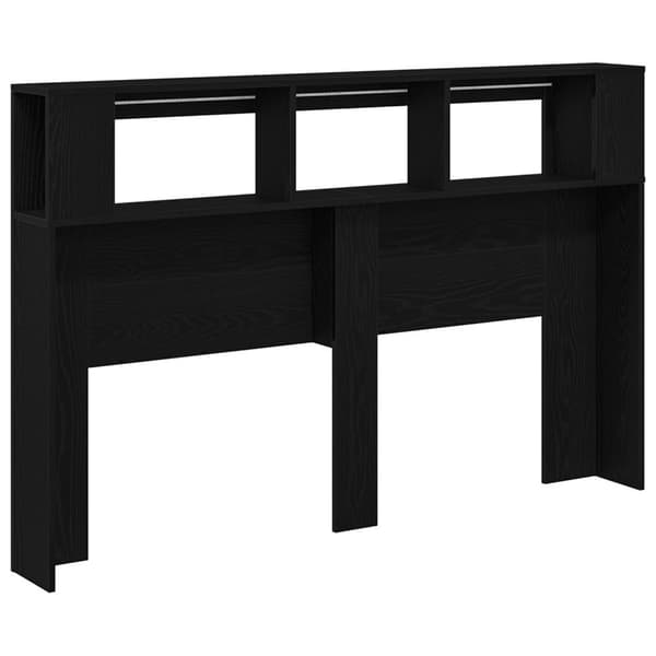 vidaXL LED Hodegavl Svart Eik 160x18,5x45 cm Konstruert tre