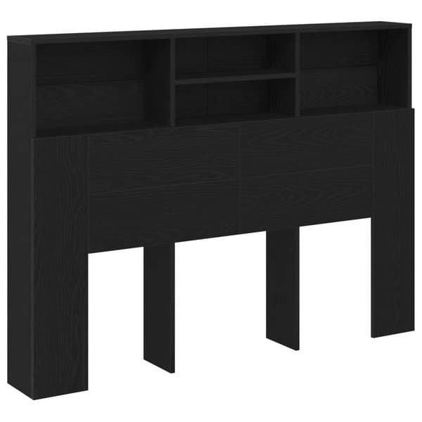 vidaXL Hovedgærde Sort egetræ Konstrueret træ 140 x 19 x 103,5 cm