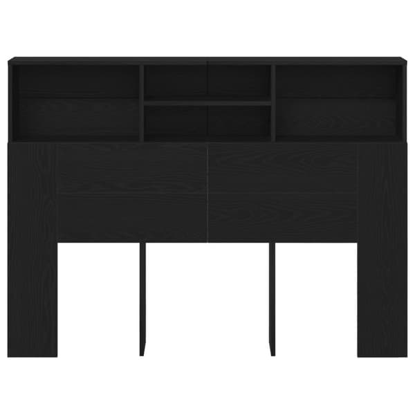 vidaXL Hovedgærde Sort egetræ Konstrueret træ 140 x 19 x 103,5 cm