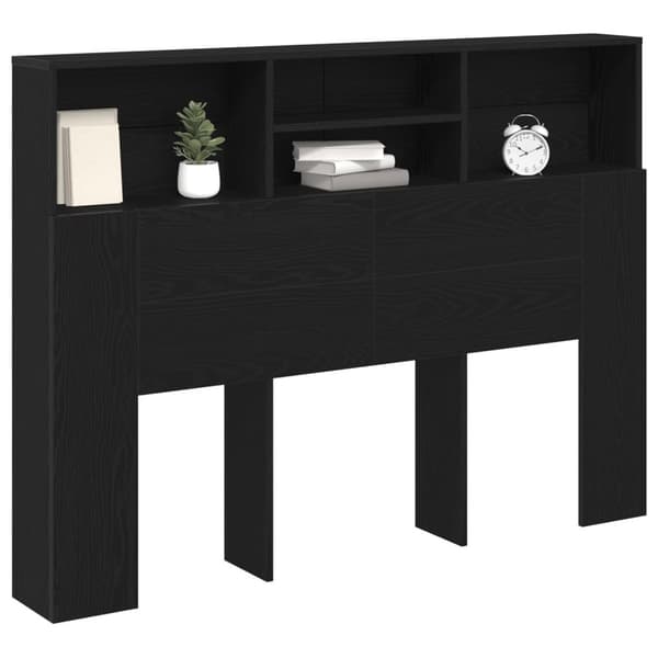 vidaXL Hovedgærde Sort egetræ Konstrueret træ 140 x 19 x 103,5 cm