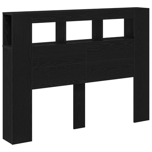vidaXL LED Sängynpääty Musta Tammi 140x18,5x40 cm Tekninen Puu