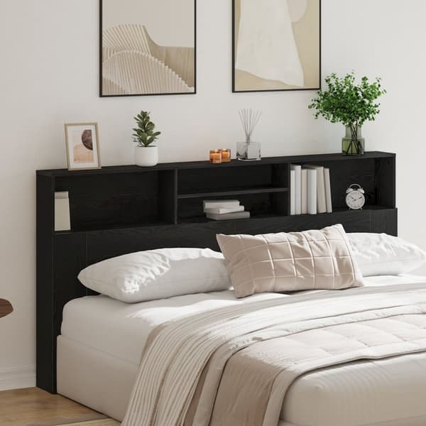 vidaXL Black Oak Hodegavlskap, 200x19x103.5 cm, Konstruert tre