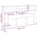 Miniatyrbilde 10 av 10: vidaXL Black Oak Hodegavlskap, 200x19x103.5 cm, Konstruert tre