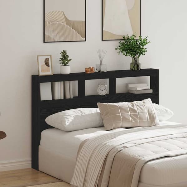 vidaXL Hodegavl skap med LED svart eik 160x17x102 cm