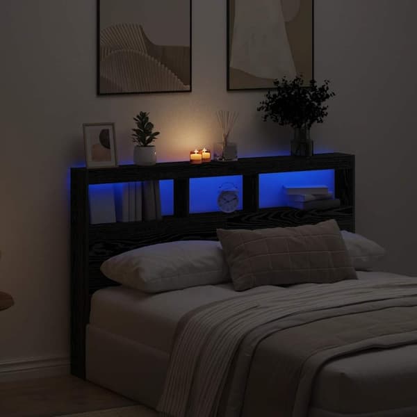 vidaXL Hodegavl skap med LED svart eik 160x17x102 cm