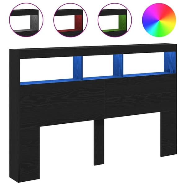 vidaXL Hodegavl skap med LED svart eik 160x17x102 cm
