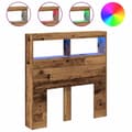 Miniatyrbilde 3 av 11: vidaXL Hodegavl skap med LED gammelt tre 100x17x102 cm
