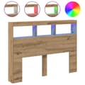 Pikkukuva 3 / 11: vidaXL Sängynpäätykaappi LED-valoilla artesaani tammi 140x17x102 cm