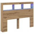 Pikkukuva 4 / 11: vidaXL Sängynpäätykaappi LED-valoilla artesaani tammi 140x17x102 cm