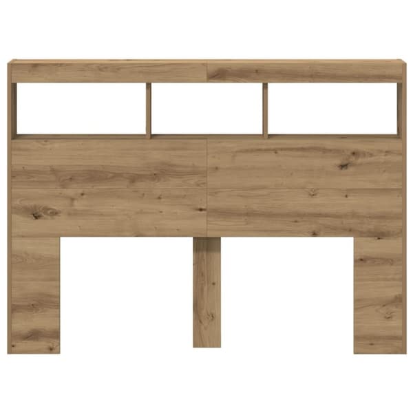 vidaXL Sängynpäätykaappi LED-valoilla artesaani tammi 140x17x102 cm