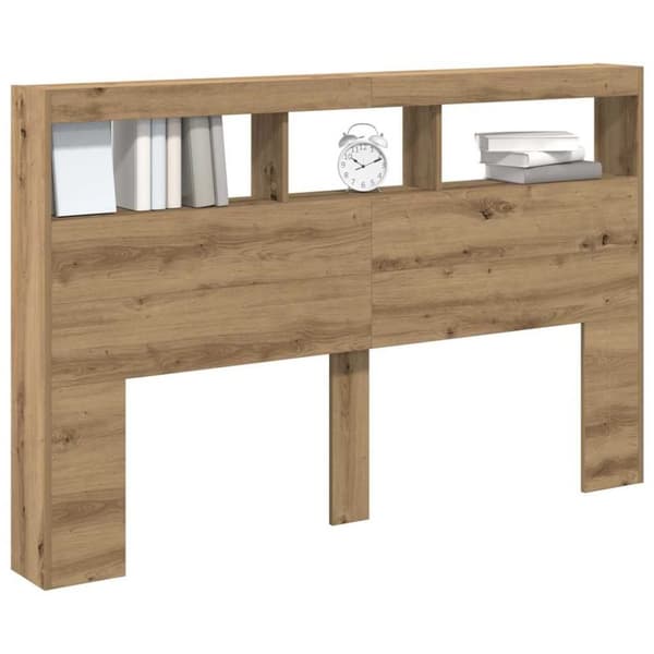vidaXL Sängynpäätykaappi LED-valoilla artesaani tammi 160x17x102 cm