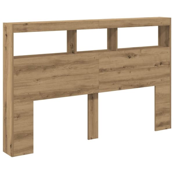 vidaXL Sängynpäätykaappi LED-valoilla artesaani tammi 160x17x102 cm