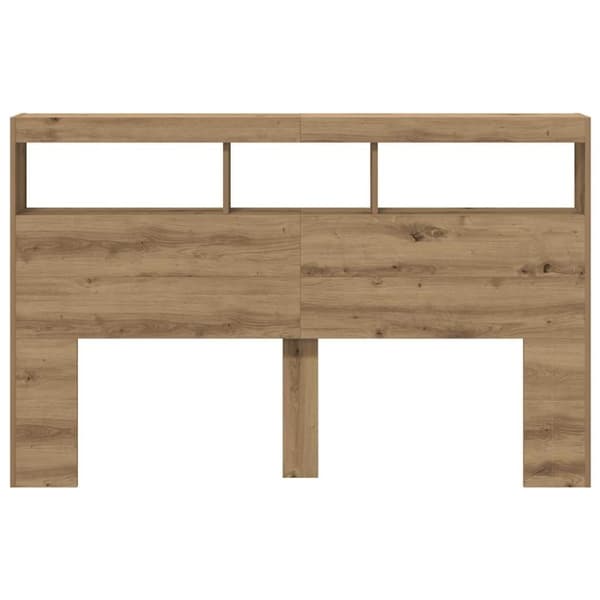 vidaXL Sängynpäätykaappi LED-valoilla artesaani tammi 160x17x102 cm