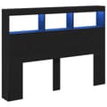 Pikkukuva 4 / 11: vidaXL Sängynpäätykaappi LED-valoilla musta tammi 140x17x102 cm