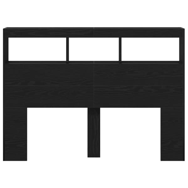 vidaXL Sängynpäätykaappi LED-valoilla musta tammi 140x17x102 cm