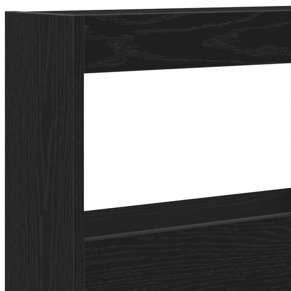 vidaXL Sängynpäätykaappi LED-valoilla musta tammi 140x17x102 cm
