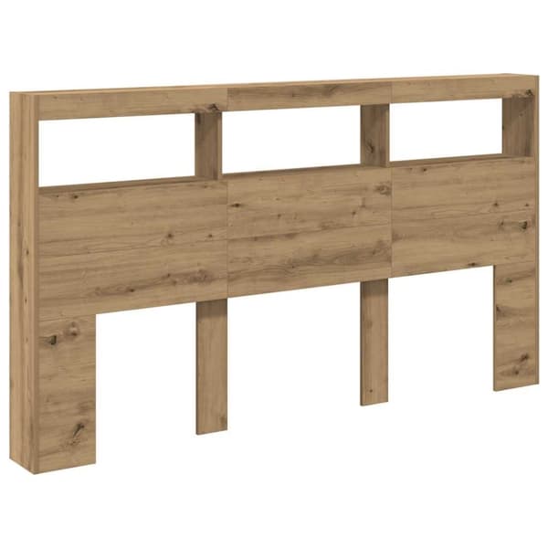 vidaXL Sängynpäätykaappi LED-valoilla artesaani tammi 180x17x102 cm