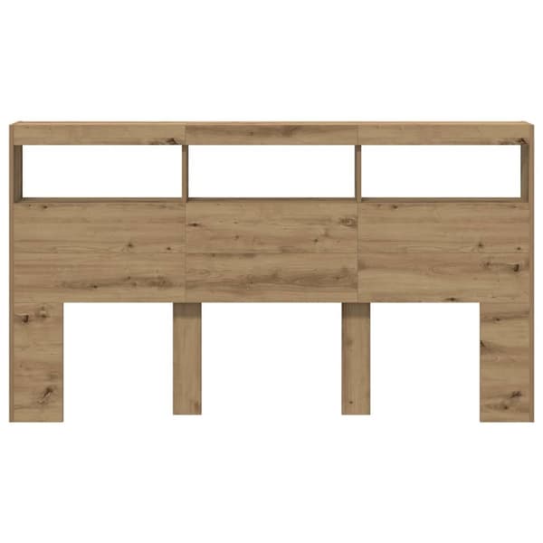 vidaXL Sängynpäätykaappi LED-valoilla artesaani tammi 180x17x102 cm