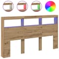 Pikkukuva 1 / 11: vidaXL Sängynpäätykaappi LED-valoilla artesaani tammi 180x17x102 cm