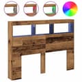 Miniatyrbilde 3 av 11: vidaXL Hodegavl skap med LED gammelt tre 140x17x102 cm