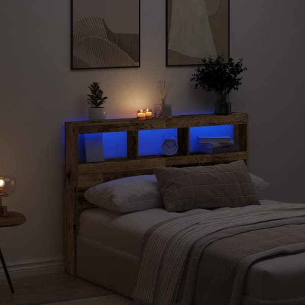 vidaXL Hodegavl skap med LED gammelt tre 140x17x102 cm