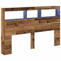 Miniatyrbillede 4 af 11: vidaXL sengegavl med opbevaring og LED-lys 160x17x102 cm antikt træ