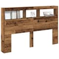 Miniatyrbillede 6 af 11: vidaXL sengegavl med opbevaring og LED-lys 160x17x102 cm antikt træ
