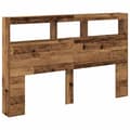 Miniatyrbillede 7 af 11: vidaXL sengegavl med opbevaring og LED-lys 160x17x102 cm antikt træ